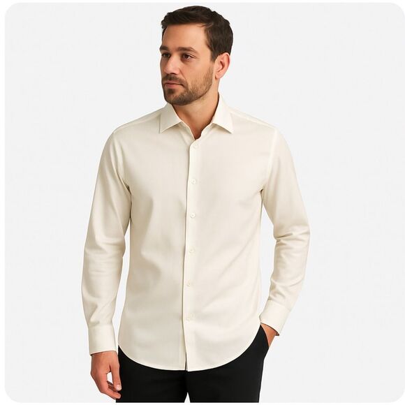 NWT Claiborne ModernFit cream dress shirt, L - Picture 1 of 5